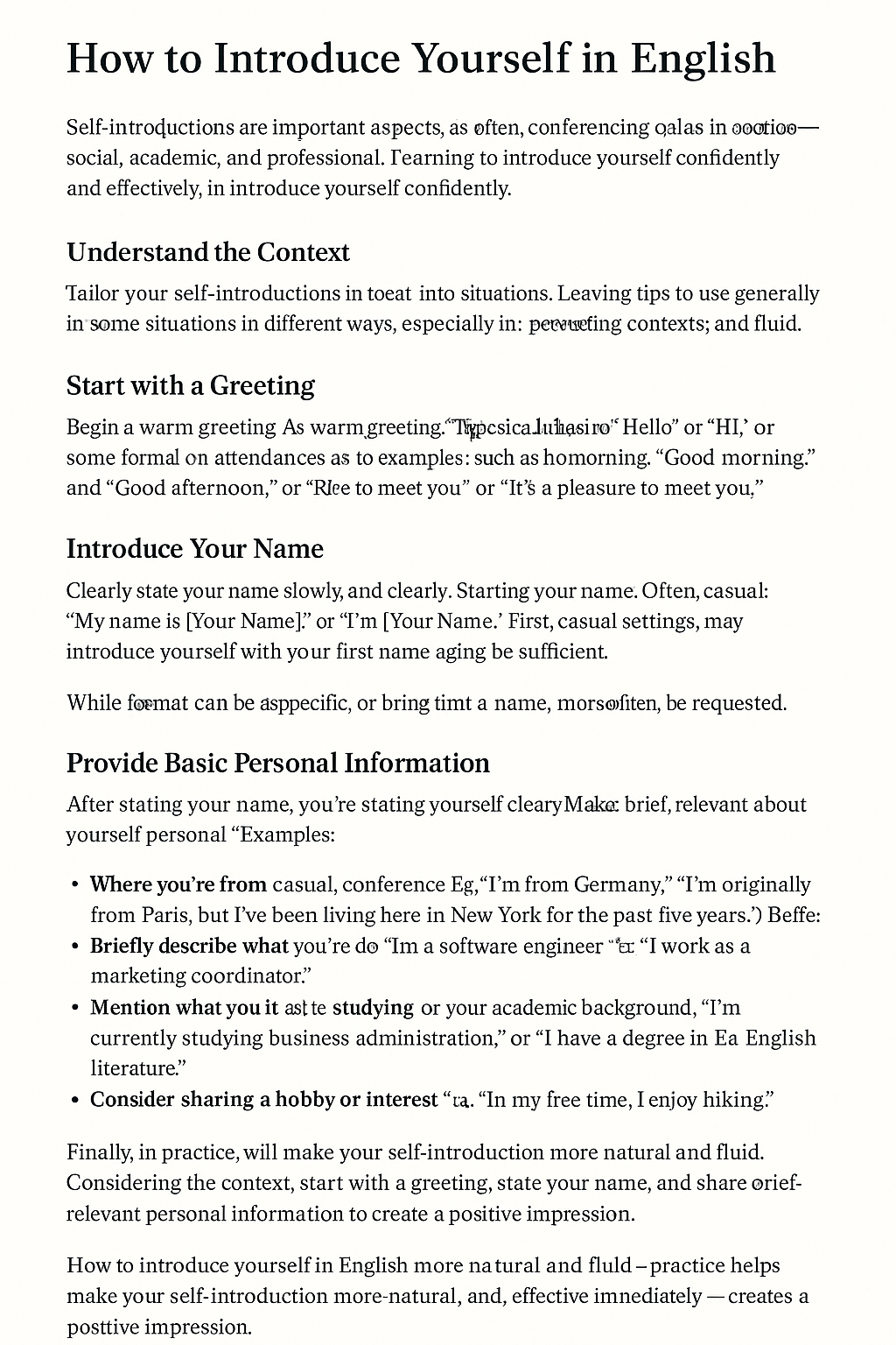 How to introduce yourself in English