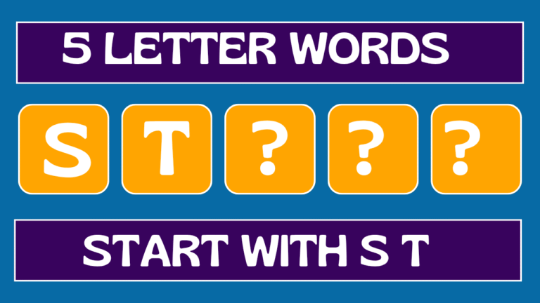 5 Letters Words with S T